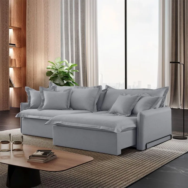 Sofá Cama B026 3 Lugares Retrátil e Reclinável 190cm Prata Meu Sofá Online - OUTRAS - Móveis
