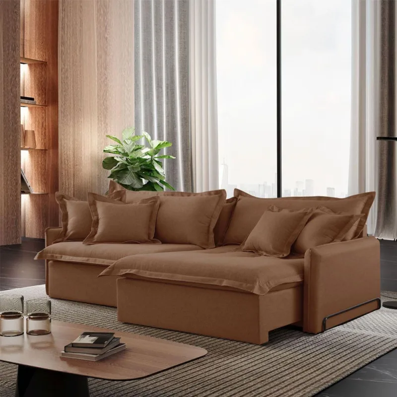 Sofá Cama B020 Retrátil e Reclinável 210cm Veludo Terra Terracota Meu Sofá Online - OUTRAS - Móveis