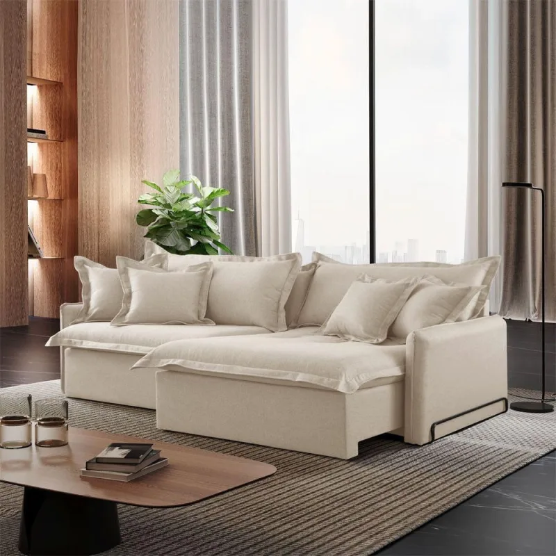 Sofá Cama A294 Creme 3 Lugares Retrátil e Reclinável 210cm Meu Sofá Online - OUTRAS - Móveis