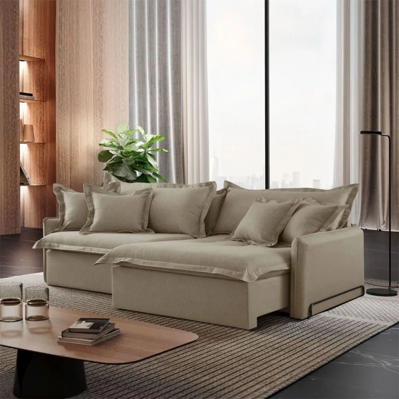 Sofá Cama A226 Leona 3 Lugares Retrátil e Reclinável 270cm Bege Meu Sofá Online - OUTRAS - Móveis