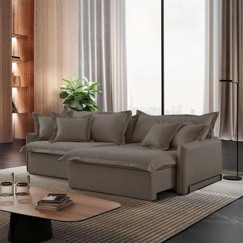 Sofá Cama B002 Retrátil Reclinável 270cm Veludo Capuccino Meu Sofá Online - OUTRAS - Móveis