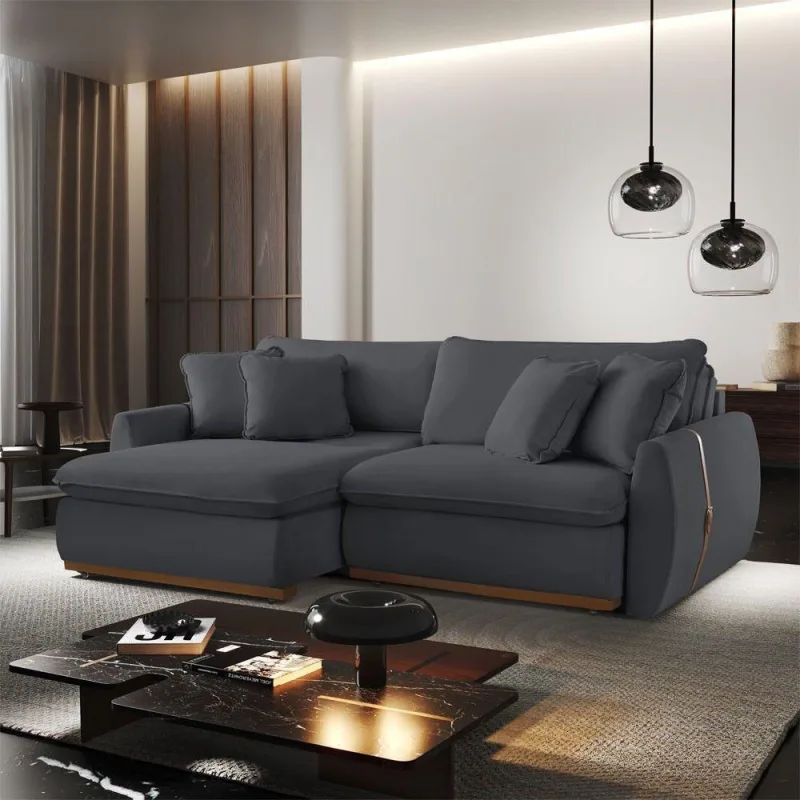 Sofá Cama B010 Retrátil e Reclinável 190cm Veludo Cinza Escuro Meu Sofá Online - OUTRAS - Móveis