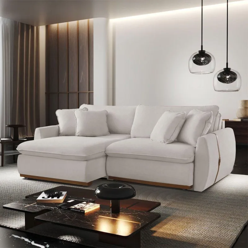 Sofá Cama A302 Retrátil e Reclinável 190cm Branco Linho Meu Sofá Online - OUTRAS - Móveis