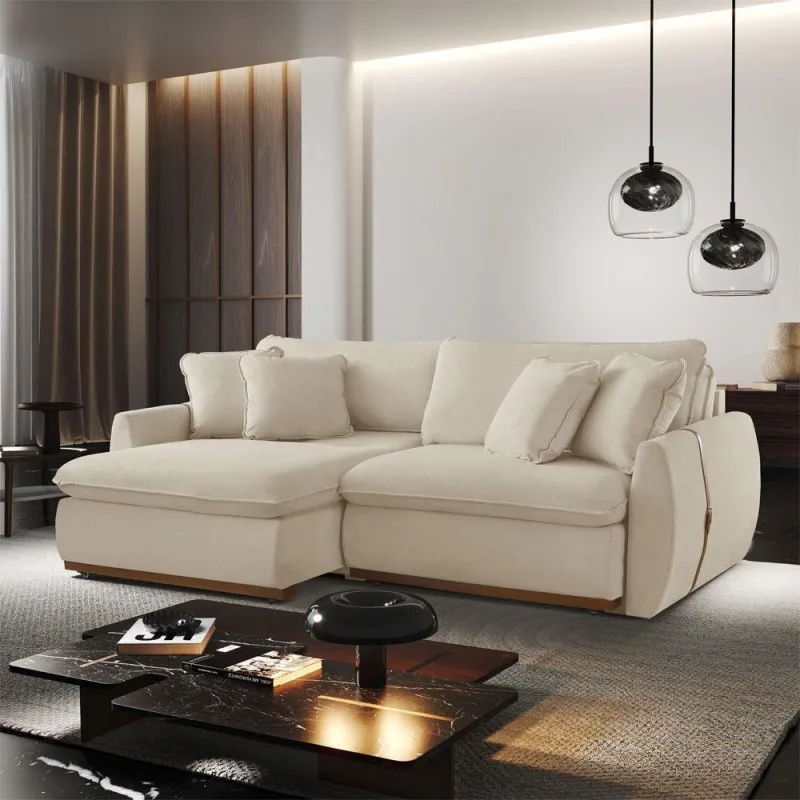 Sofá Cama A294 Boucle Creme 3 Lugares Retrátil e Reclinável 190cm Meu Sofá Online - OUTRAS - Móveis