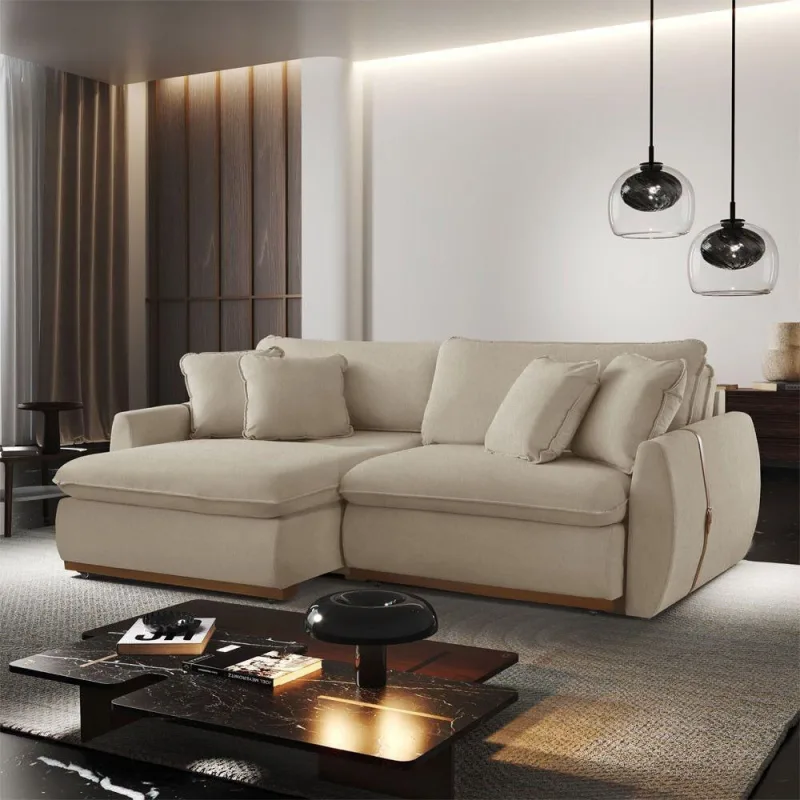 Sofá Cama A303 Retrátil e Reclinável 230cm Linho Bege Claro Meu Sofá Online - OUTRAS - Móveis