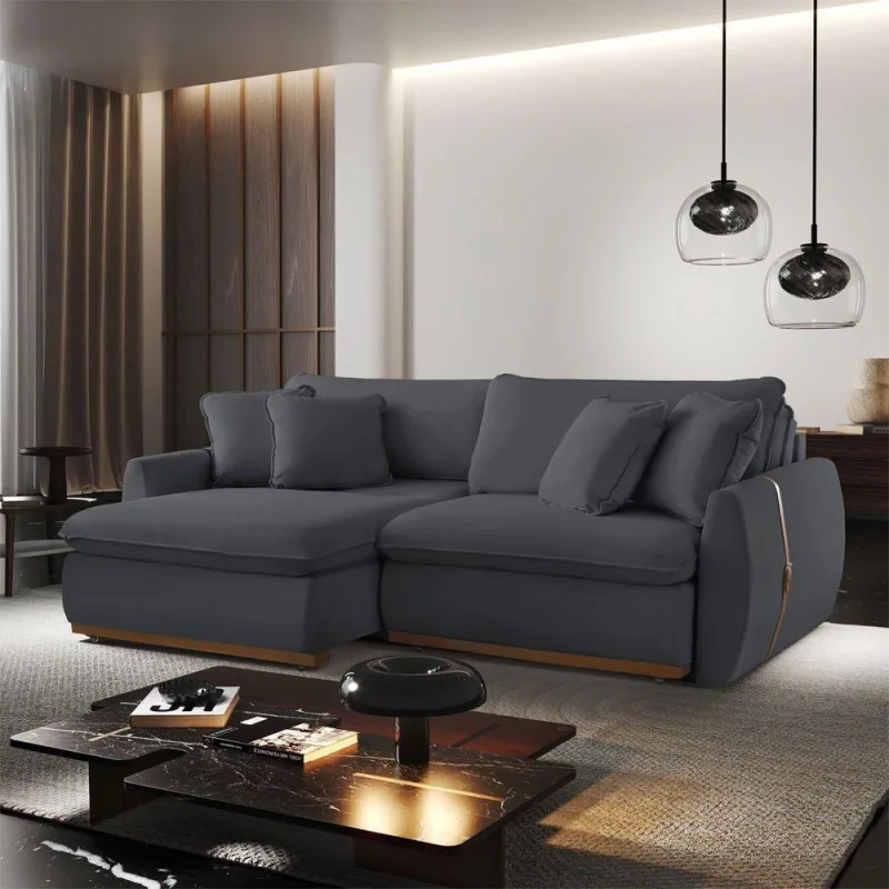 Sofá Cama B010 Retrátil e Reclinável 230cm Veludo Cinza Escuro Meu Sofá Online - OUTRAS - Móveis