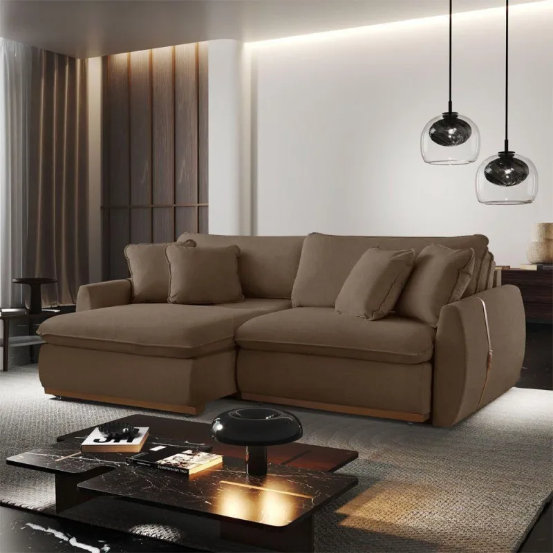 Sofá Cama B016 Retrátil e Reclinável 270cm Veludo Marrom Meu Sofá Online - OUTRAS - Móveis