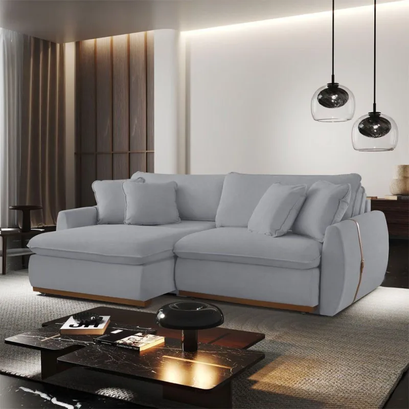 Sofá Cama B026 Retrátil e Reclinável 270cm Veludo Prata Meu Sofá Online - OUTRAS - Móveis