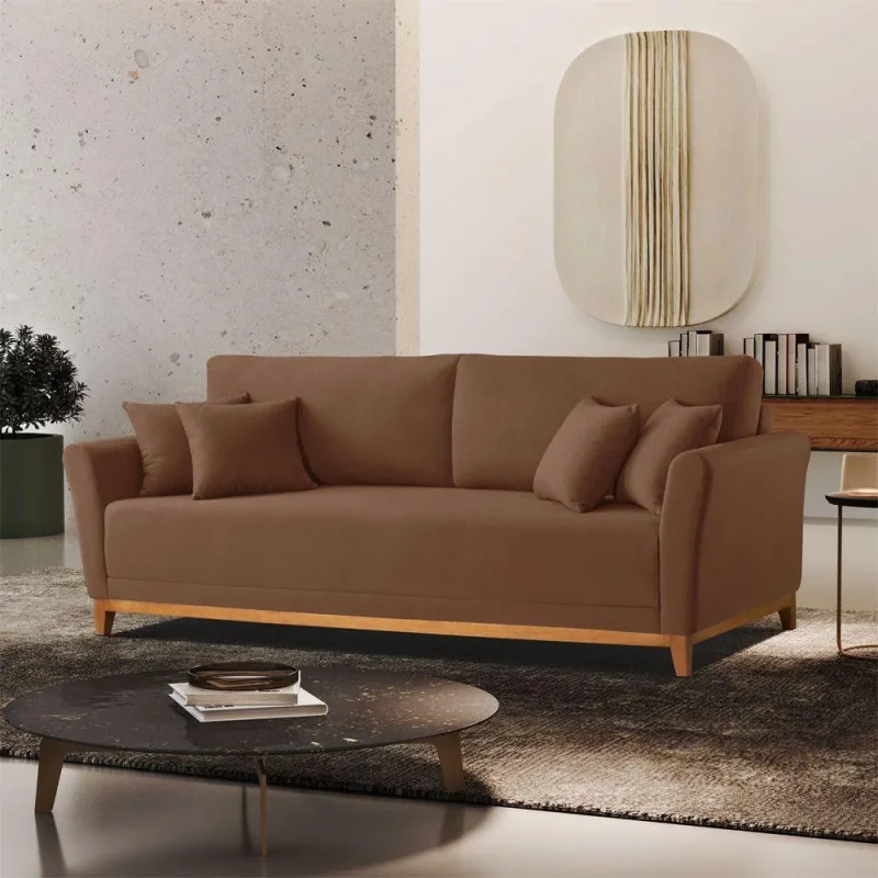 Sofá Fixo Brasil 2 Lugares 160cm Veludo Terra Meu Sofá Online - OUTRAS - Móveis
