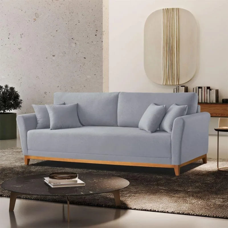 Sofá Fixo Brasil B026 3 Lugares 210cm Veludo Prata Meu Sofá Online - OUTRAS - Móveis