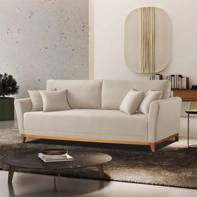 Sofá Brasil A294 210cm Fixo com Braço 10cm Creme Meu Sofá Online - OUTRAS - Móveis