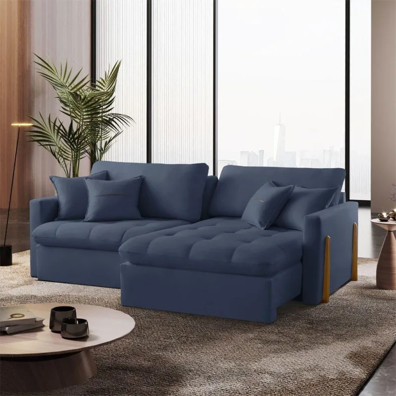 Sofá Cama A259 Lisboa Retrátil e Reclinável 180cm Azul Linho Meu Sofá Online - OUTRAS - Móveis