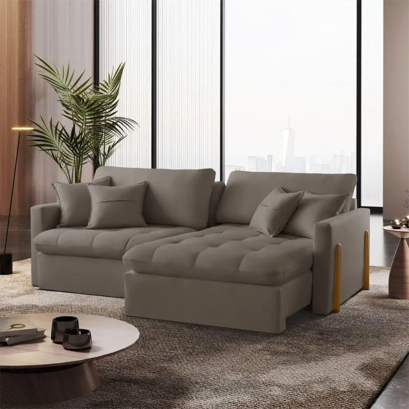 Sofá Cama B002 Retrátil e Reclinável 180cm Veludo Capuccino Meu Sofá Online - OUTRAS - Móveis