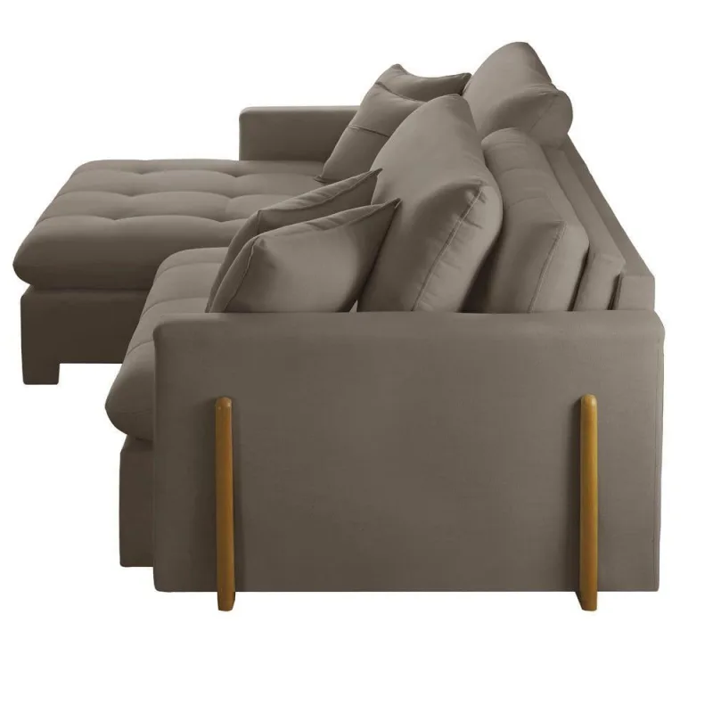 Sofá Cama B002 Retrátil e Reclinável 200cm Veludo Capuccino Meu Sofá Online - OUTRAS - Móveis