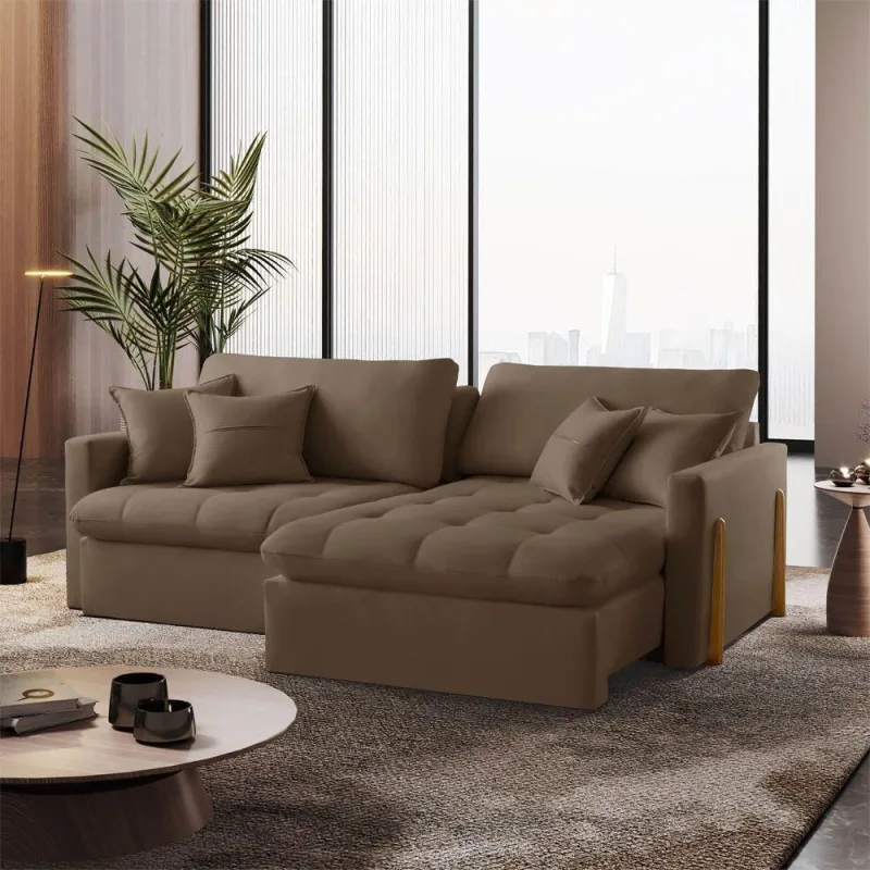Sofá Cama B016 3 Lugares Retrátil e Reclinável Veludo Marrom Meu Sofá Online - OUTRAS - Móveis