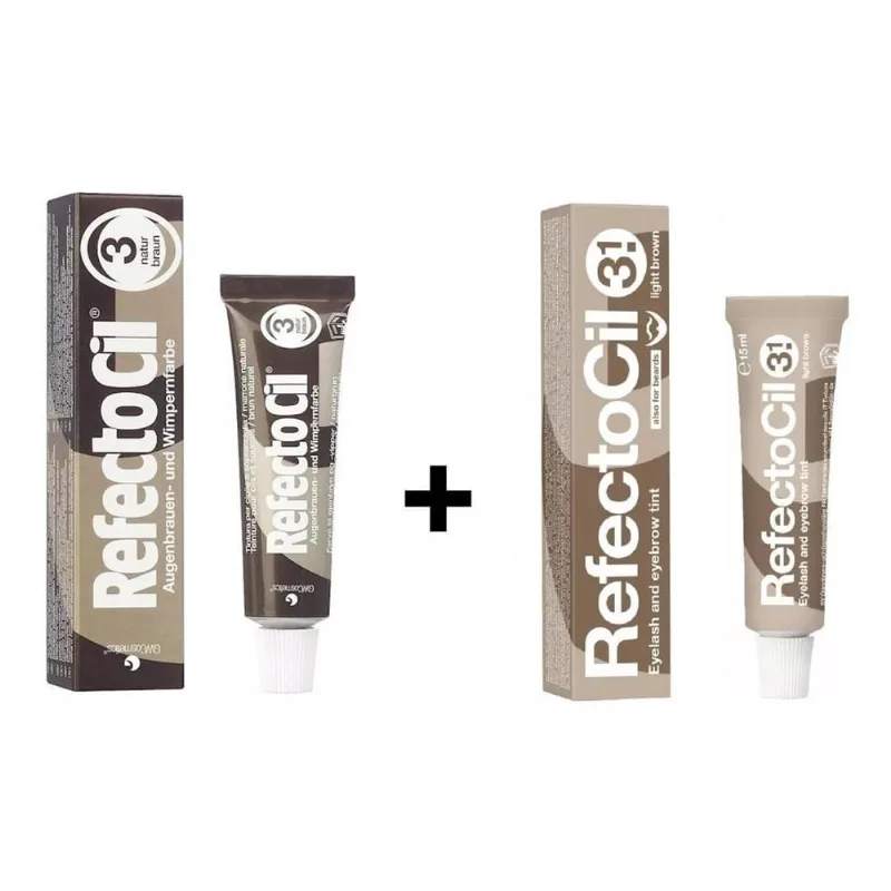 Kit Refectocil Tintas 3 Castanho Natural + 3.1 Castanho Claro 15Ml Cada