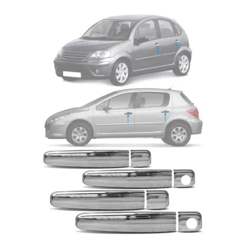 Aplique Maçaneta C3 2003 A 2011 Peugeot 307 2001 A 2012 Cromada