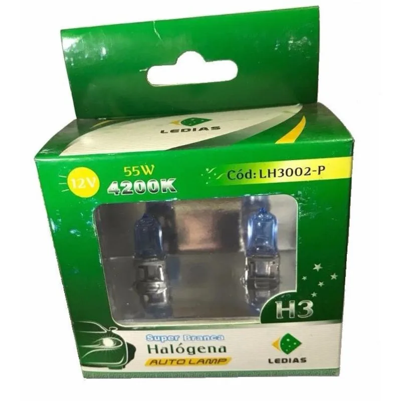 Lampada halogena ledias H3 12V 55W s. Branca LH3002-P (par)