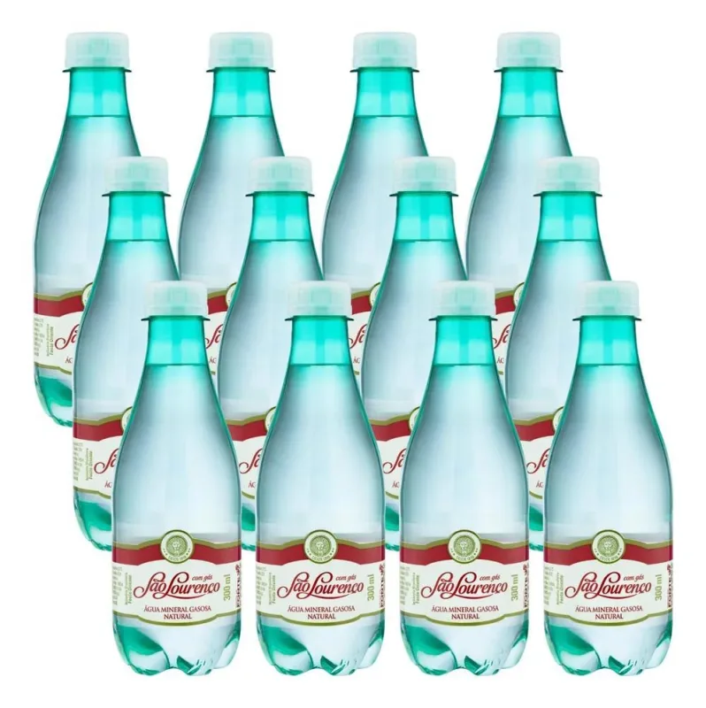10x Água Mineral Natural Com Gás São Lourenço Pack 12x300ml - Não Informado - Bebidas