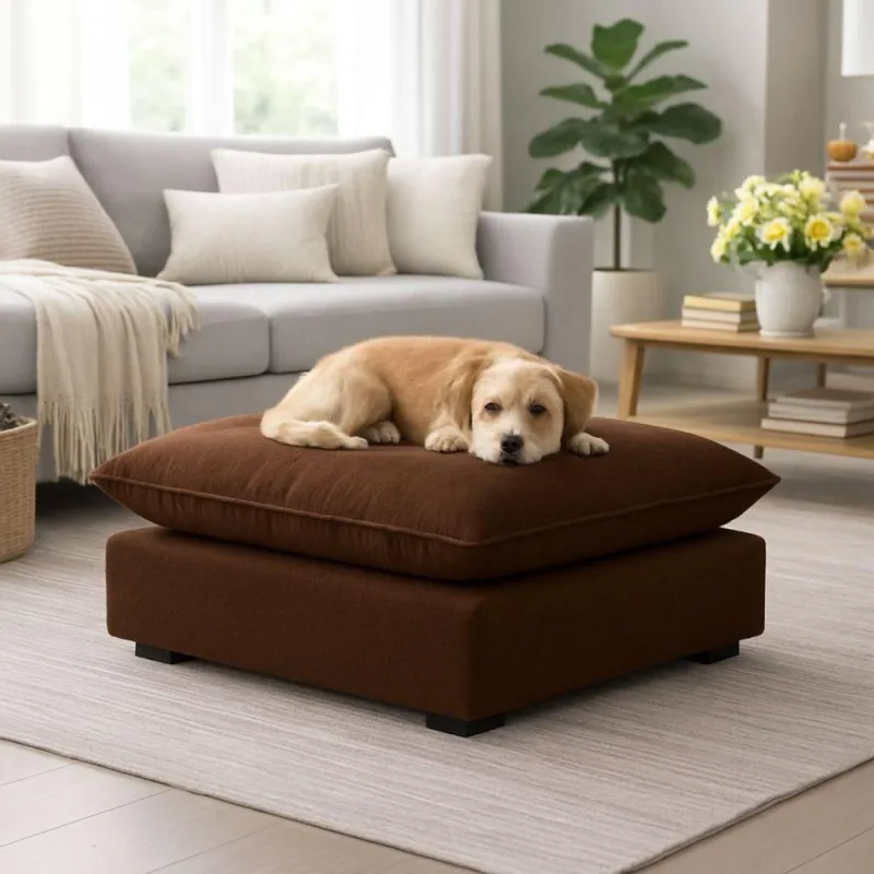 Cama Puff para Pet Tatite Decor para Cachorro e Gato em Suede Marrom 55cm X 40cm 1 Unidade - OUTRAS - Cama, Mesa E Banho