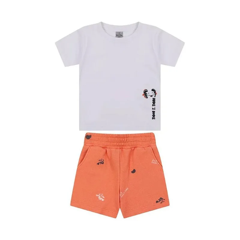 Conjunto Curto Tigor T Tigre Camiseta e Bermuda Branco 1