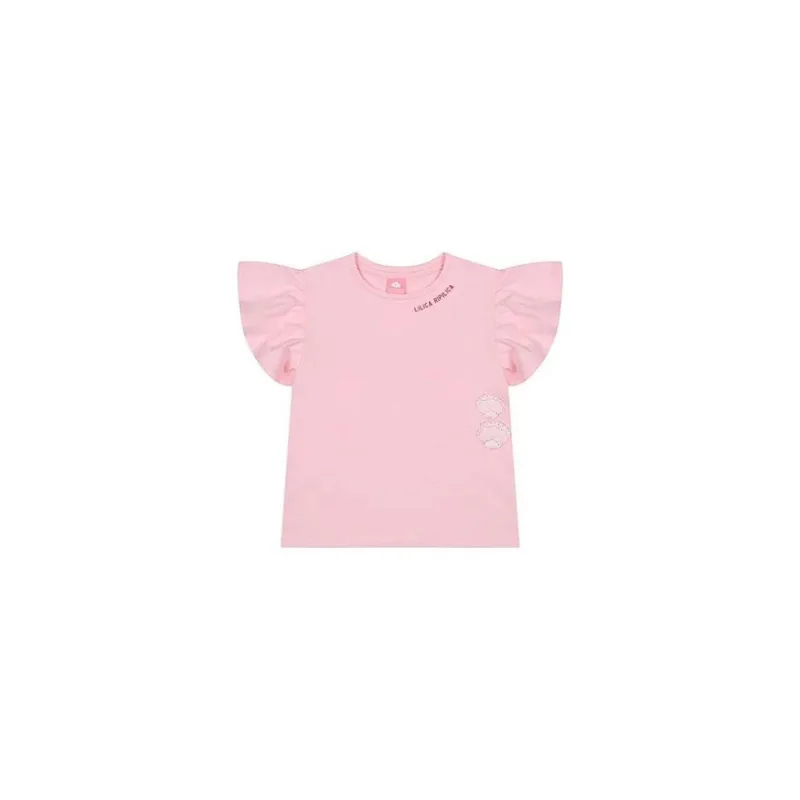 Blusa Camiseta Lilica Ripilica Com Babado Rosa Claro 12