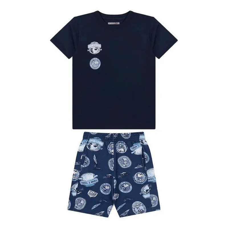 Conjunto Curto Tigor T Tigre New Fun Estampada Azul 8