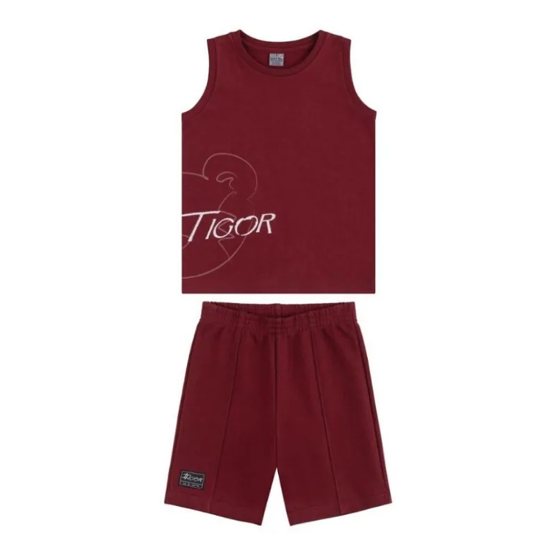 Conjunto Curto Tigor T Tigre New Active Mini Bordo 2