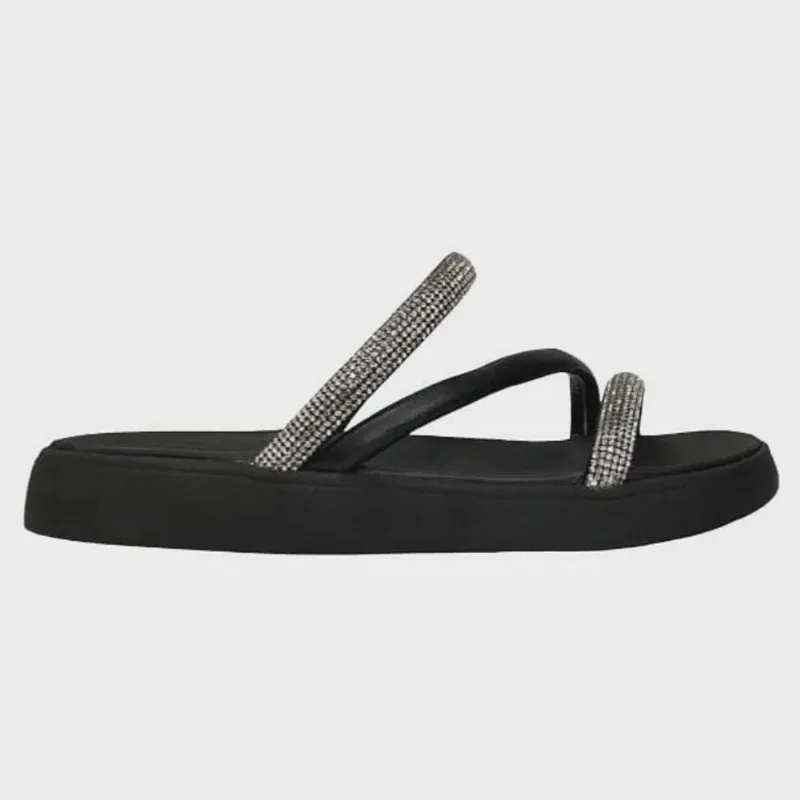 Tamanco Feminino Rasteira com Strass Flat Moleca 5469121