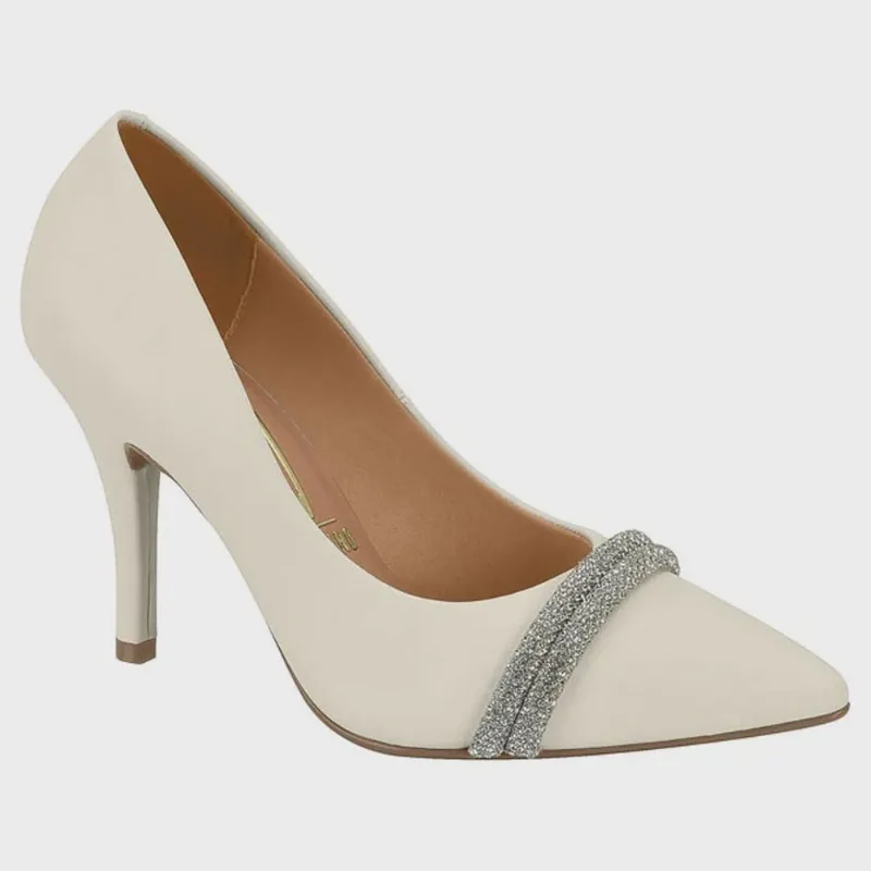 Scarpin Feminino Branco Off Cristal Silver Vizzano 1184.1174