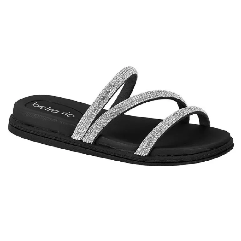 Sandalia Beira Rio Tira Pronta Camurca Ref 8488.108.7551.32534 Cristal/preto 039