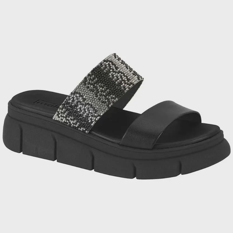 Tamanco Feminino Flatform Preto Cristal Moleca 5483.106