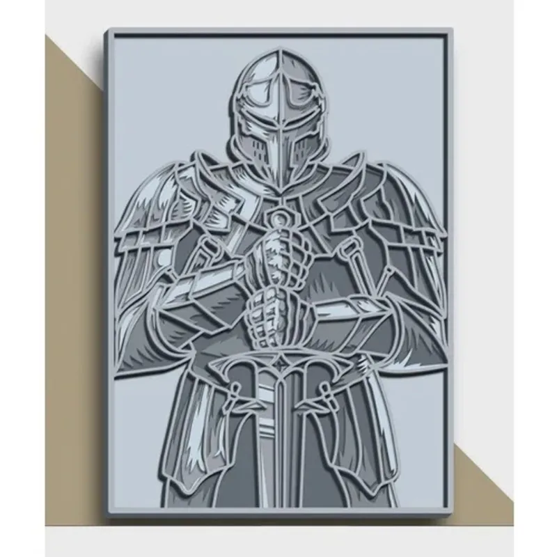 Painel decorativo Cavaleiro armadura mdf camadas 44cm