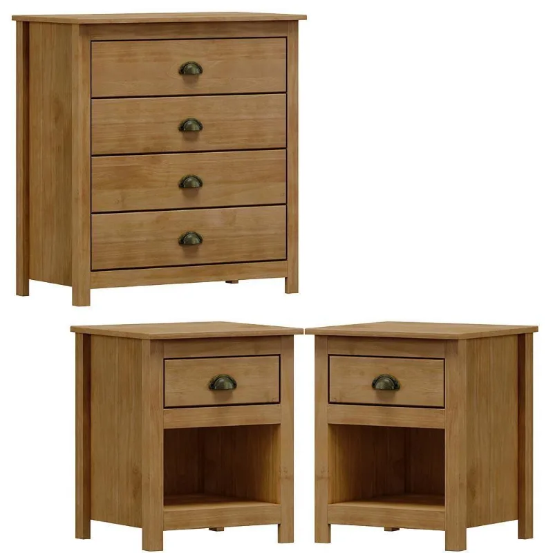Comoda 4 Gav E 02 Mesas De Cabeceira Madeira Maciça Freijo Milani Store