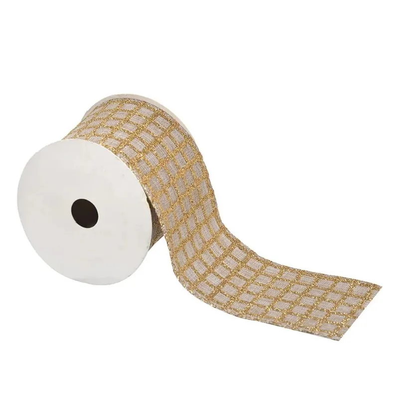 Fita Natalina Poliester Bronze e Dourado 9m