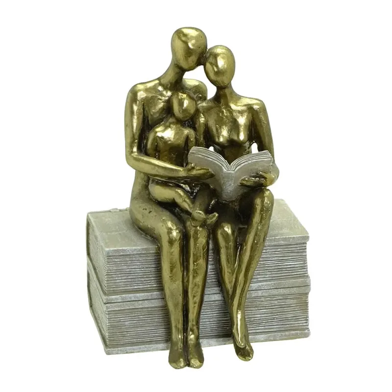 Escultura Decorativa Leitura Em Família - LC - Presentes