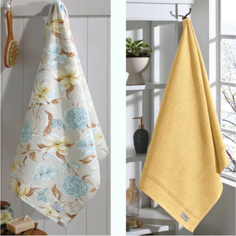 Jogo De Toalha 2 Peças Velour Jacquard Pérola Amarelo A/9793