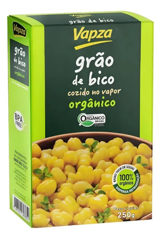 Grão De Bico Orgânico Cozido No Vapor Vapza 250g - Não Informado - Mercearia
