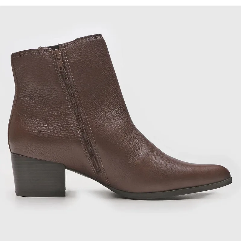 Bota Feminina Bottero Couro Bico Fino Marrom Wood 349304-13