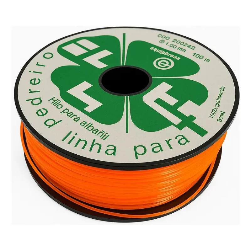 10x Linha De Pedreiro Nylon Lisa 0,80mm Obras Laranja 100me