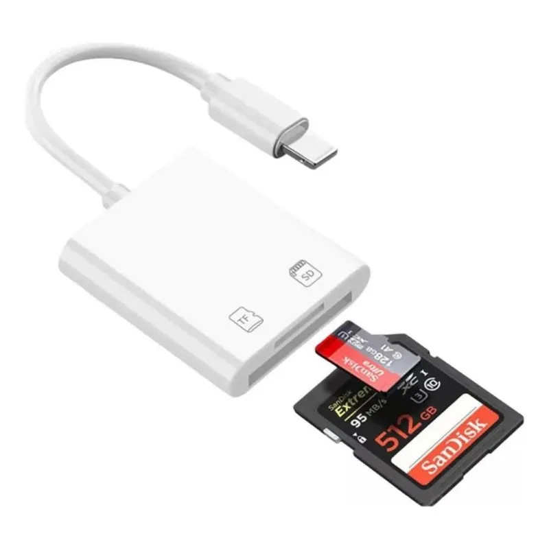 5x Adaptador Lightning Leitor Cartão Sd Tf Iphone 11 X 8 Ipa