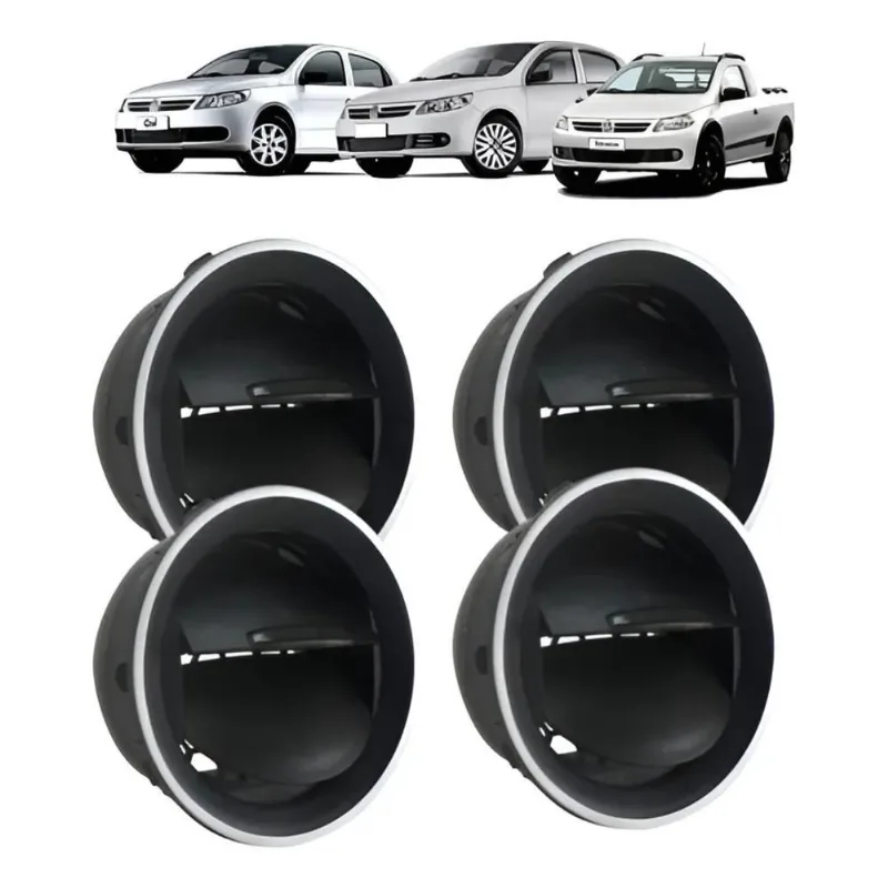 Kit 4 Difusor Saida Ar Gol Voyage G4 G5 G6 Preto Aro Prata