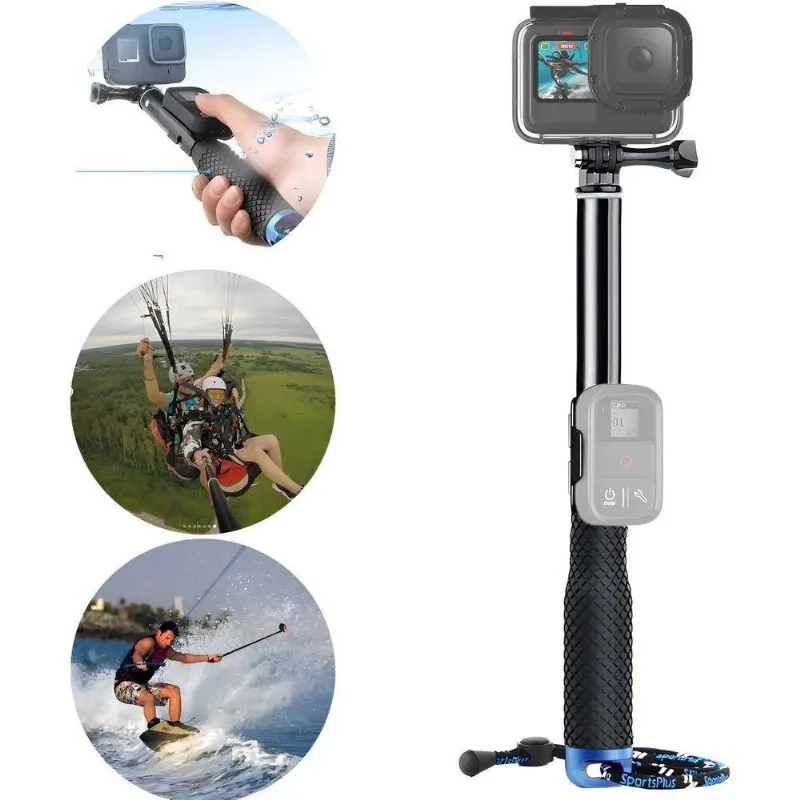 Bastão Retrátil Prova Dágua Reach Gopro Hero Com Suporte Par