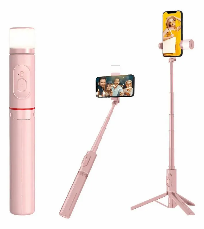 Bastão Pau De Selfie Celular Com Controles Remotos E Luz Ro