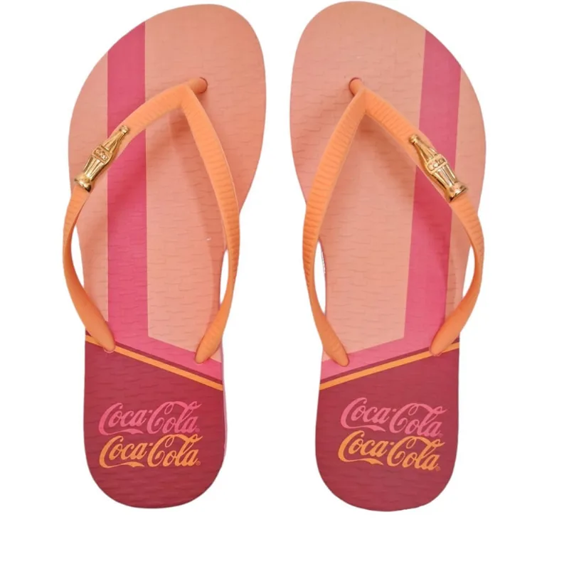 Sandália Chinelo Feminino Coca Cola Cool Stripes - Salmão