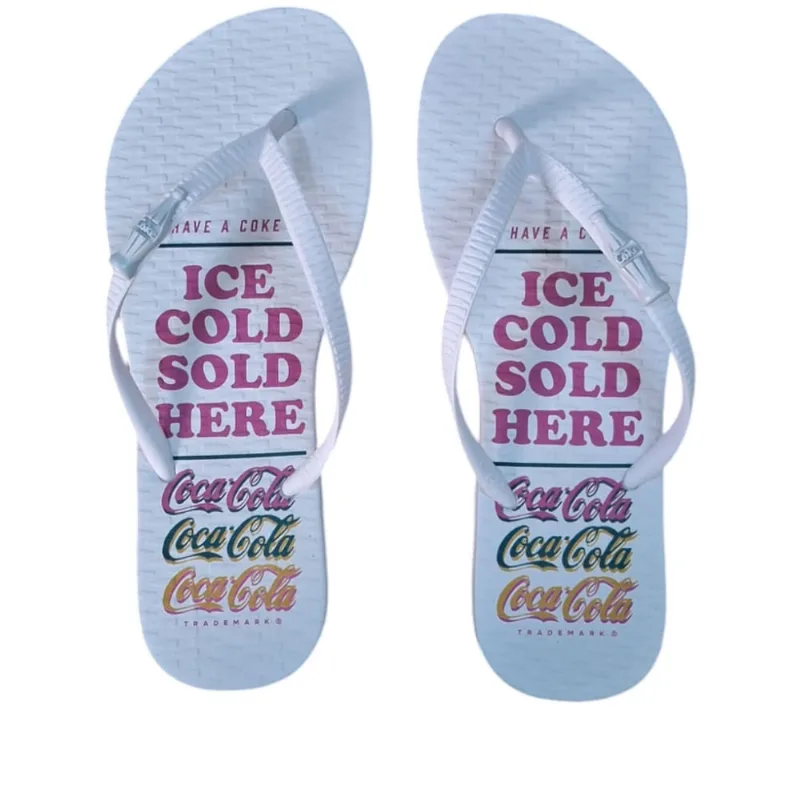 Chinelos Feminino de dedo Coca Cola Here Branco - CC4374