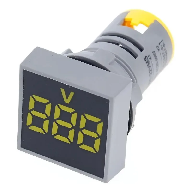 Voltimetro Led Digital Sinaleiro 22mm 2 Amarelo