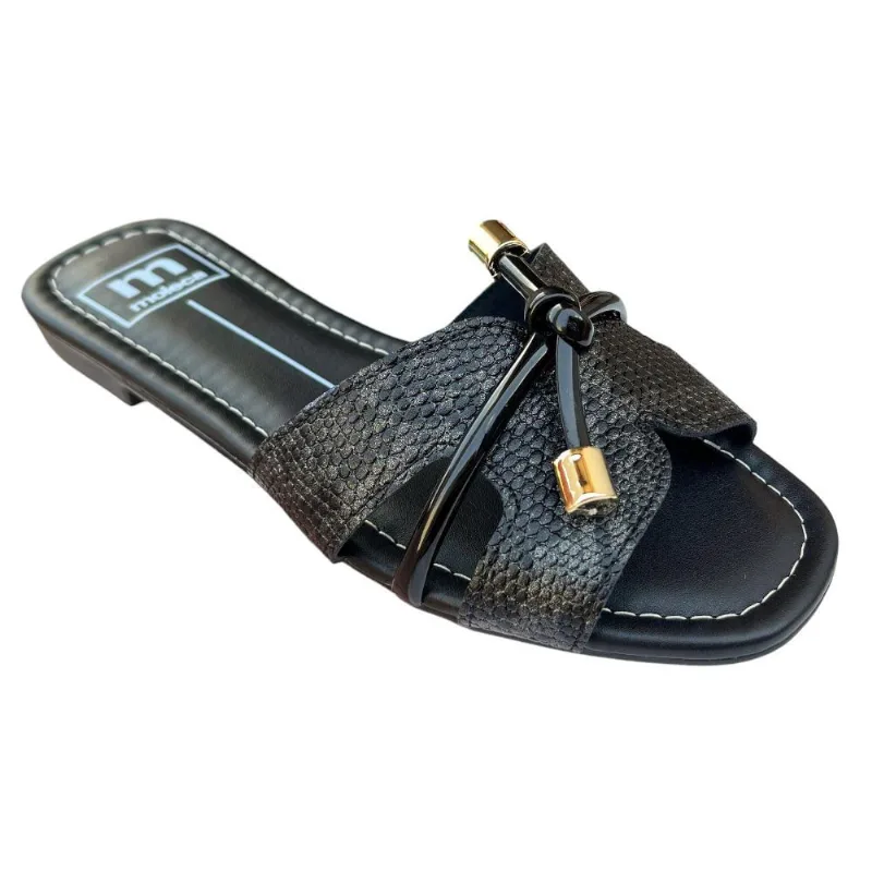 Rasteira Feminino Moleca Napa Cobra Verniz Preto 5435.416
