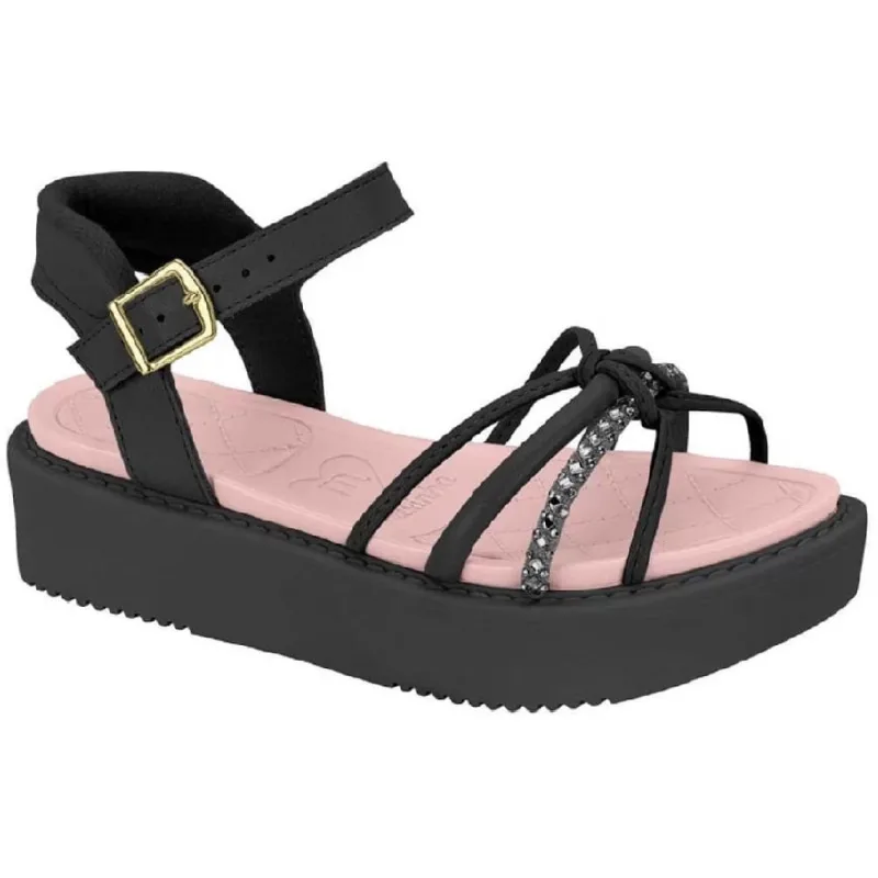 Sandália Fem Molekinha Flatform Napa Turim Cristal Preto 2303.628