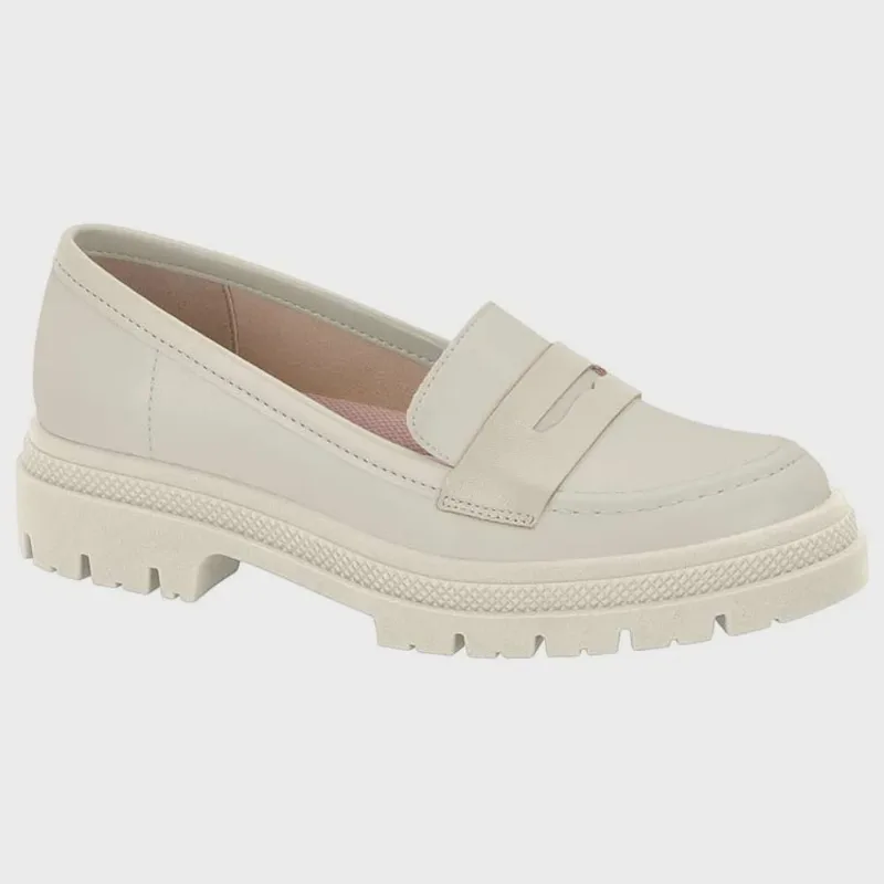 Mocassim Loafer Tratorado Napa Branco Off Moleca 5775.105